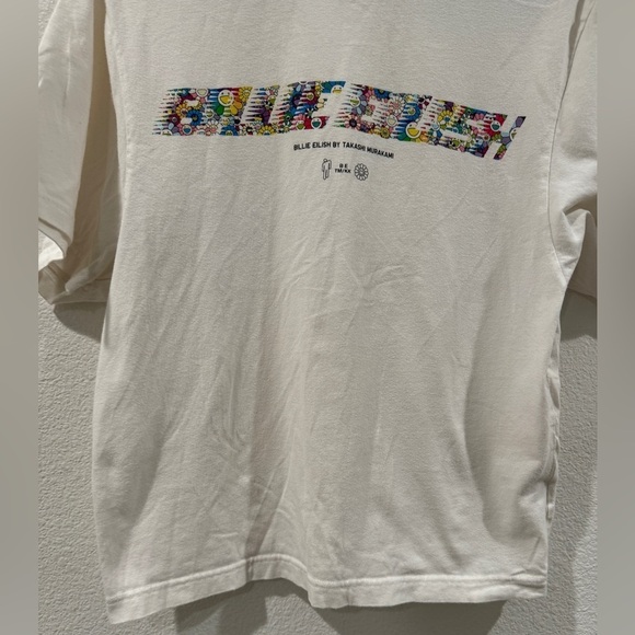 Uniqlo Billie Eilish X Takashi Murakami White Floral Spellout T Shirt Top XS - Picture 7 of 14